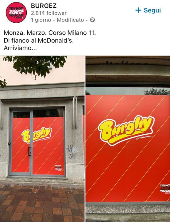 A Monza riappare lo storico marchio "Burghy", ma il fast food non riaprirà