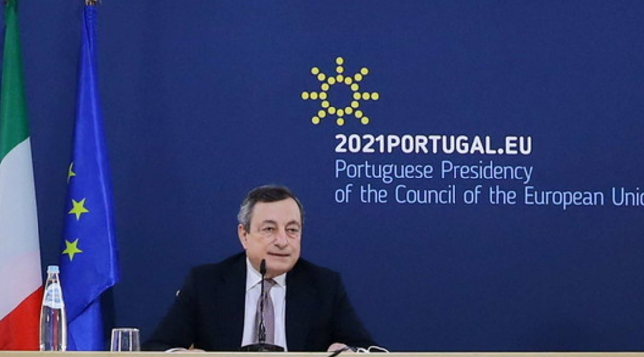 Draghi: "Passo importante dell'Ue sul coordinamento del mercato del lavoro" | "Sui vaccini Biden ha aperto una porta, vedremo"