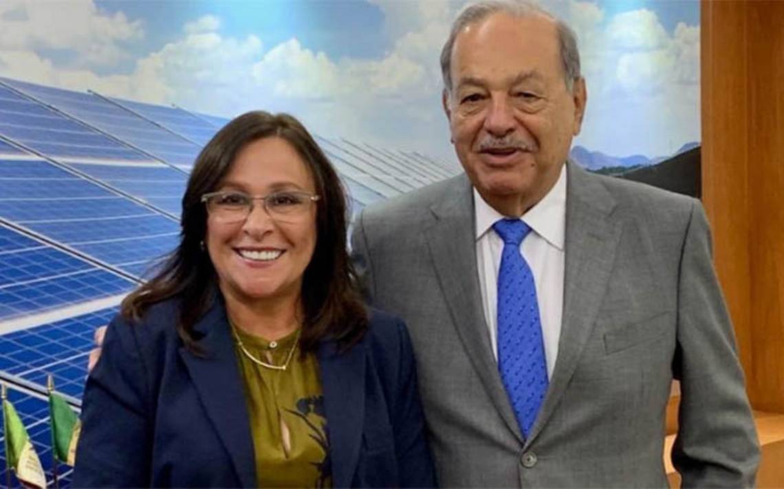Rocío Nahle, titular de la Sener, se reúne con Carlos Slim