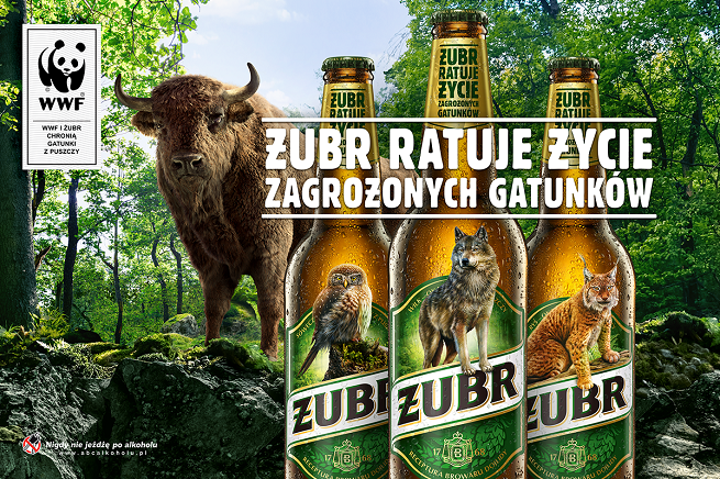 Wizerunek Żubra znika z etykiet piwa a jego miejsce zajmą wilk, ryś i sóweczka akcja na rzecz ochrony zagrożonych gatunków zwierząt WWF