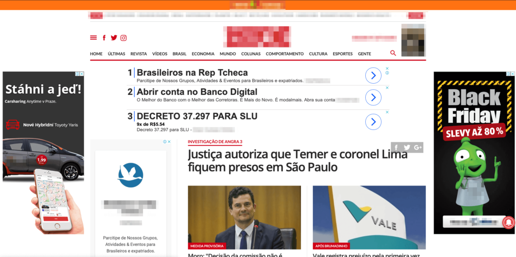 site com muitos anúncios