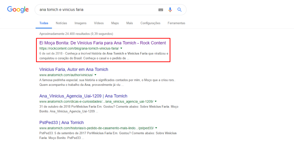 post rankeando em primeiro lugar no Google para o nome dos dois. 