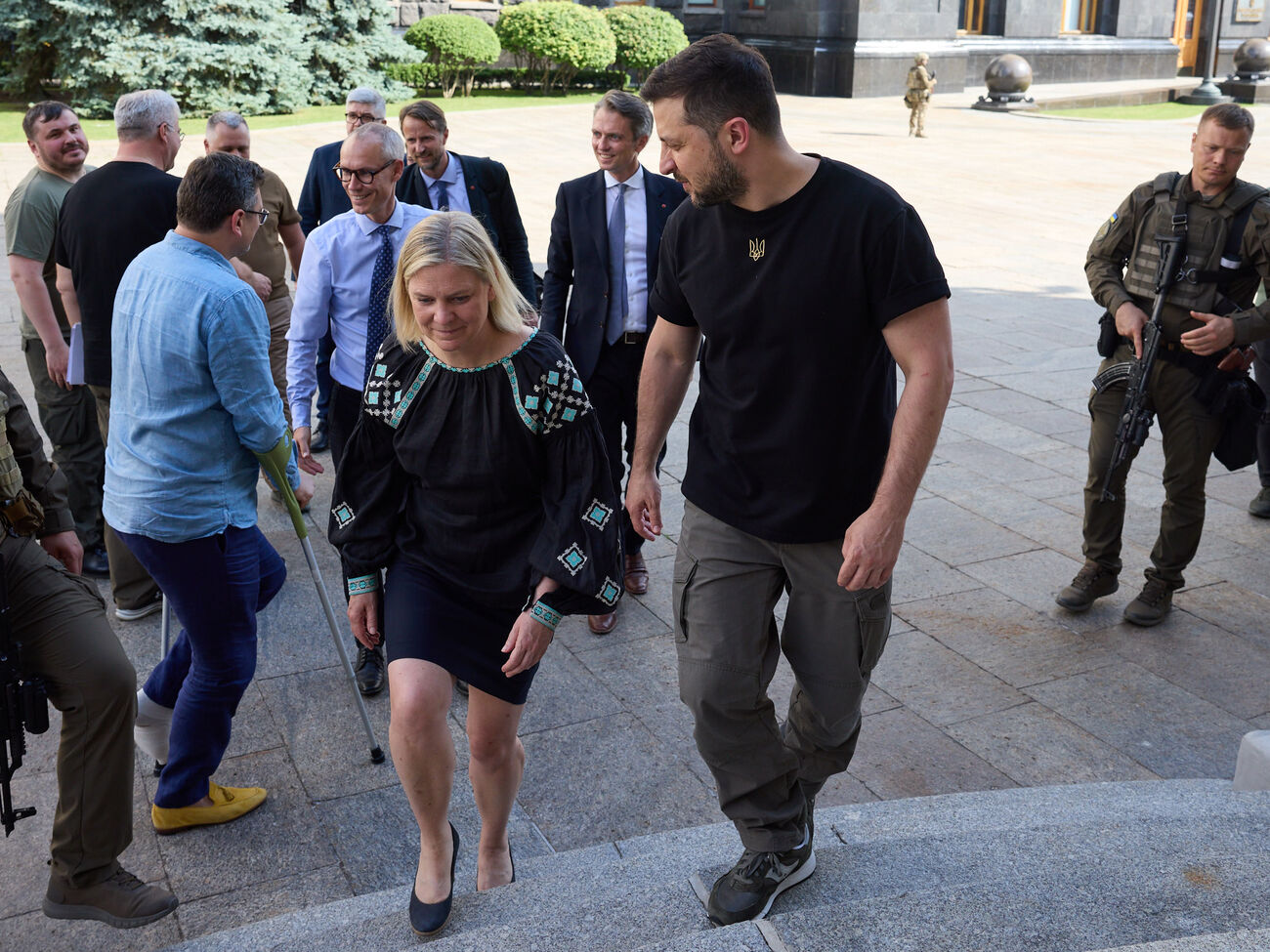 Премьер Швеции пришла на встречу с Зеленским в вышиванке, которую одолжила у жены бывшего посла в Украине