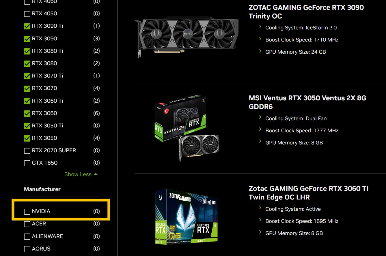 Nvidia отправляет на пенсию видеокарты GeForce RTX 30? Адаптеры Founders Edition исчезли из официального магазина компании