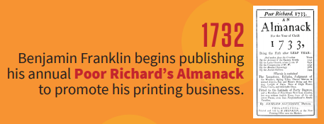 Vào năm 1732, Benjamin Franklin đã phát hành tờ báo Poor Richard's Almanack