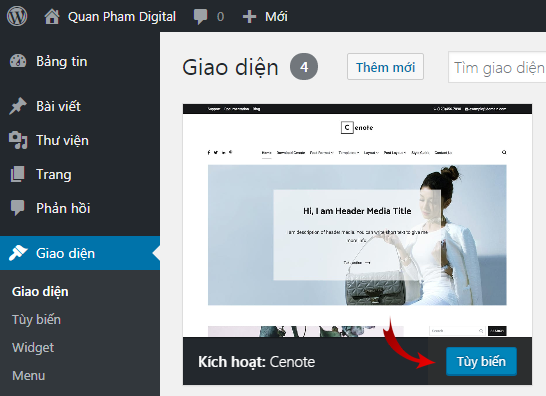 Tùy chỉnh cơ bản giao diện WordPress