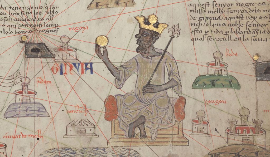 “One of the very first maps of the ancient world shows Europe and Britain on the periphery. On the other edge, it has the Middle East. But to the south, holding a gold nugget is Mansa Musa, and he's not on the edge of a map, he is seen at the center of a nexus of roads, which all radiate toward this new intellectual center: Timbuktu,” Casely-Hayford says