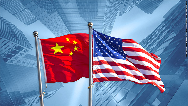 GFX trade war china usa flags business