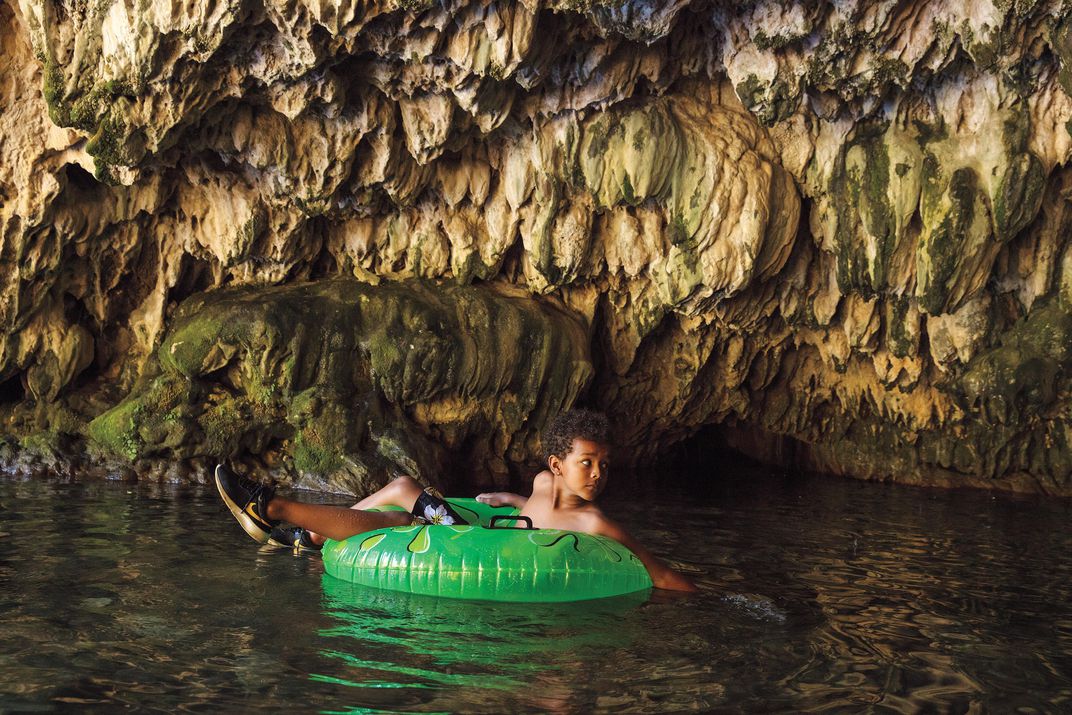 Natural Bridges cave swimming