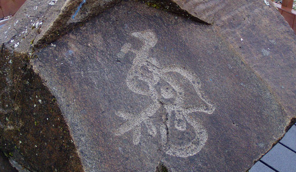 One of the petroglyphs at Petroglyph Beach.