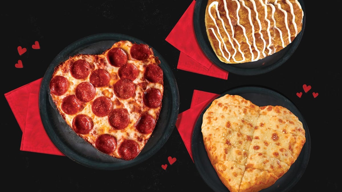 Pizza Hut, Papa John's have heart pizza for Valentine's Day while Dunkin', Krispy Kreme have heart donuts